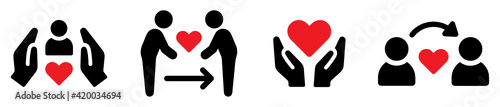 Share your Love. Hands and people with hearts as love massages. 