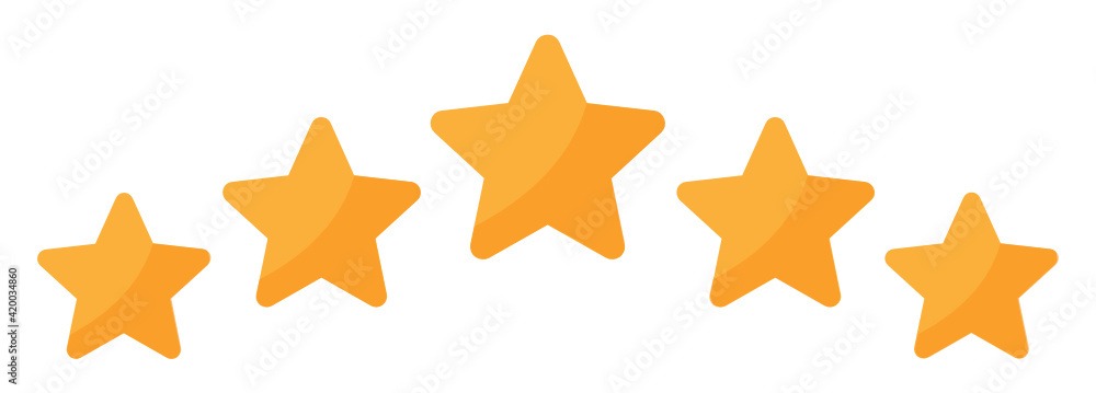 Five stars icon isolated on white background. Stars rating review icon for website and mobile apps. Vector illustration Five stars icon isolated on white background. Stars rating review icon for website and mobile apps. Vector illustration