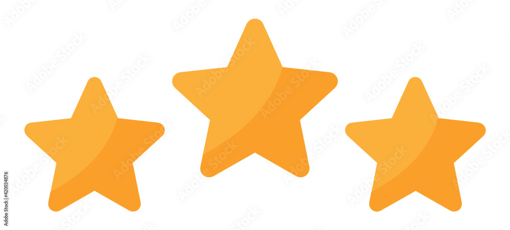 Fototapeta premium Three stars customer product rating review. Modern flat style vector illustration