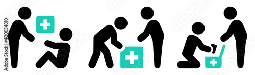 Doctor taking care of the patient by using the medicine in the medical briefcase.
