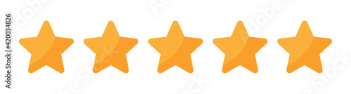 5 Stars Vector Rating. Customer Evaluation Feedback Satisfied 