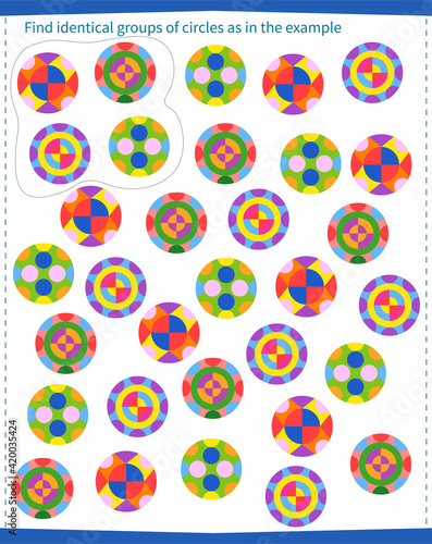  A game for children. Find all the groups of patterns in the circles and circle them as shown in the sample.