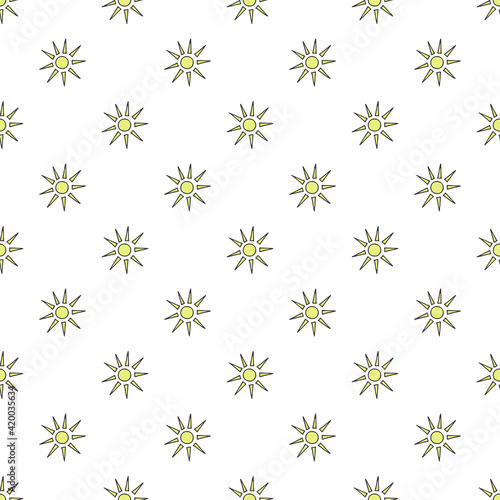 Vector seamless pattern with abstract sun on white background