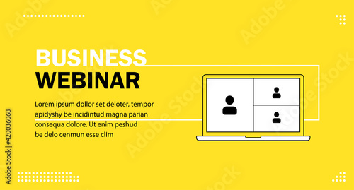 Online webinar, meeting. Webinars and web meetings at the level of colleagues, modern education. Vector illustration