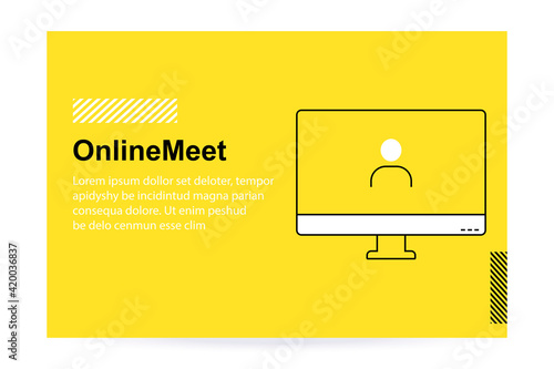 Online webinar, meeting. Webinars and web meetings at the level of colleagues, modern education. Vector illustration