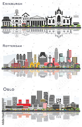 Photography Rotterdam Netherlands, Oslo Norway and Edinburgh Scotland City Skyline Set