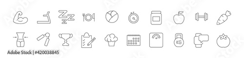 Vector set of obesity thin line icons.