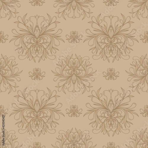 BEIGE SEAMLESS BACKGROUND WITH BROWN MONOGRAMS