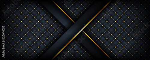 elegant black shades in 3d golden abstract style background . Royal party gold leather texture vintage decorative backdrop design. Illustration gold color with modern deluxe template premium retro