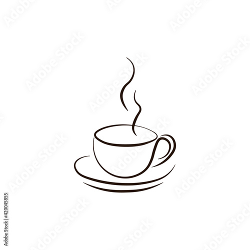  A cup of hot coffee. Logo icon. Vector illustration