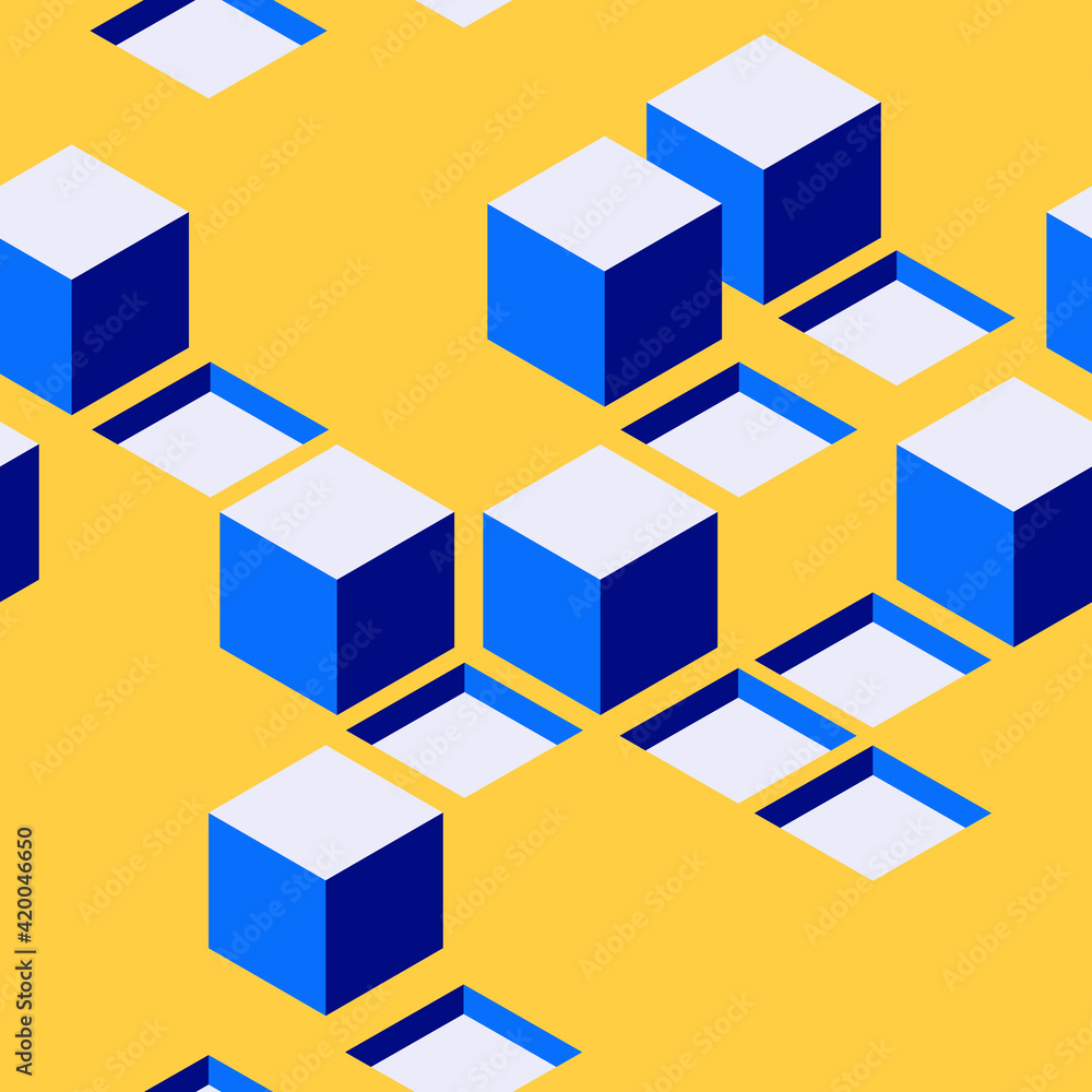 Vector 3d isometric pattern. Abstract background with cubes.