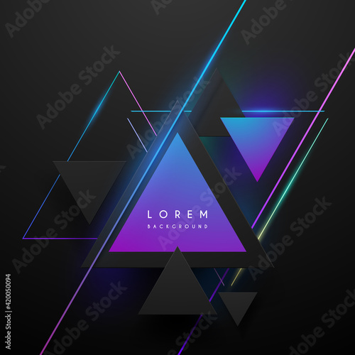 Abstact black triangles with neon lines
