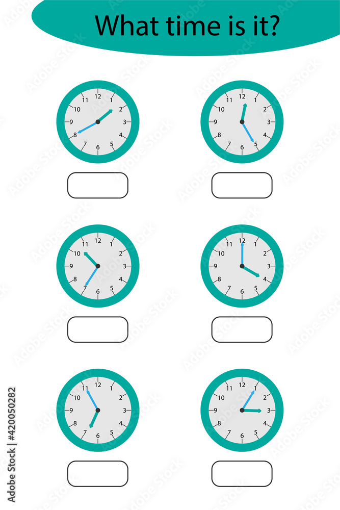 What time is it, game with clocks for children, fun education activity for kids, educational task for the development of logical thinking, preschool worksheet activity. What time is it, game with clocks for children, fun education activity for kids, educational task for the development of logical thinking, preschool worksheet activity.
