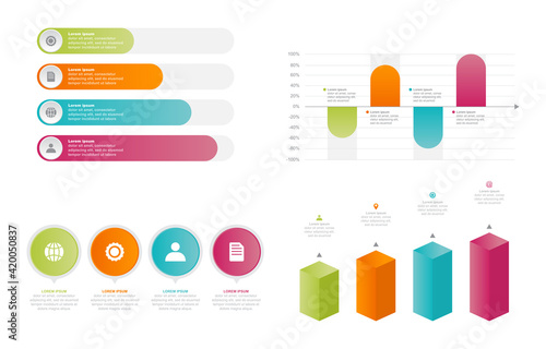 Bar Chart Graph Diagram Statistical Business Infographic Element Set