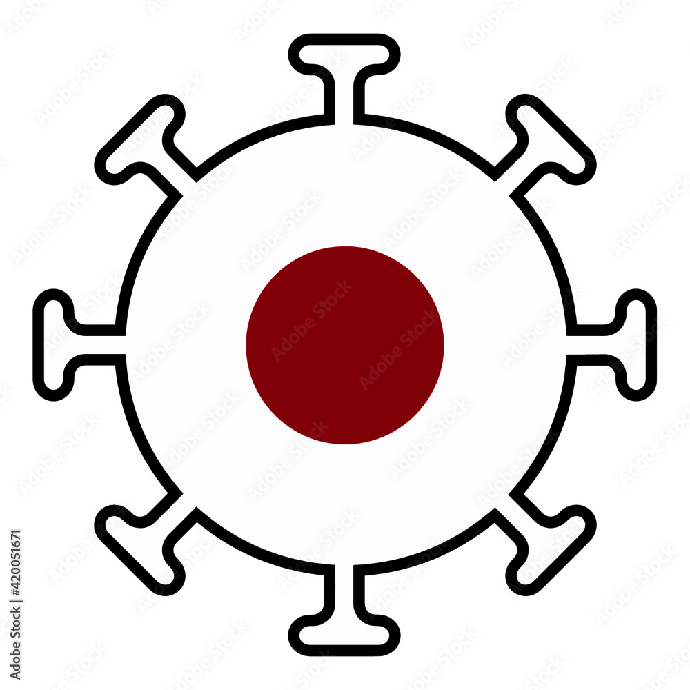 Japan flag in the shape of Coronavirus Japan flag in the shape of Coronavirus