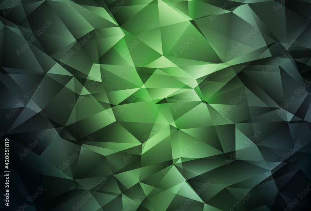 Obraz premium Dark Green vector abstract polygonal template.
