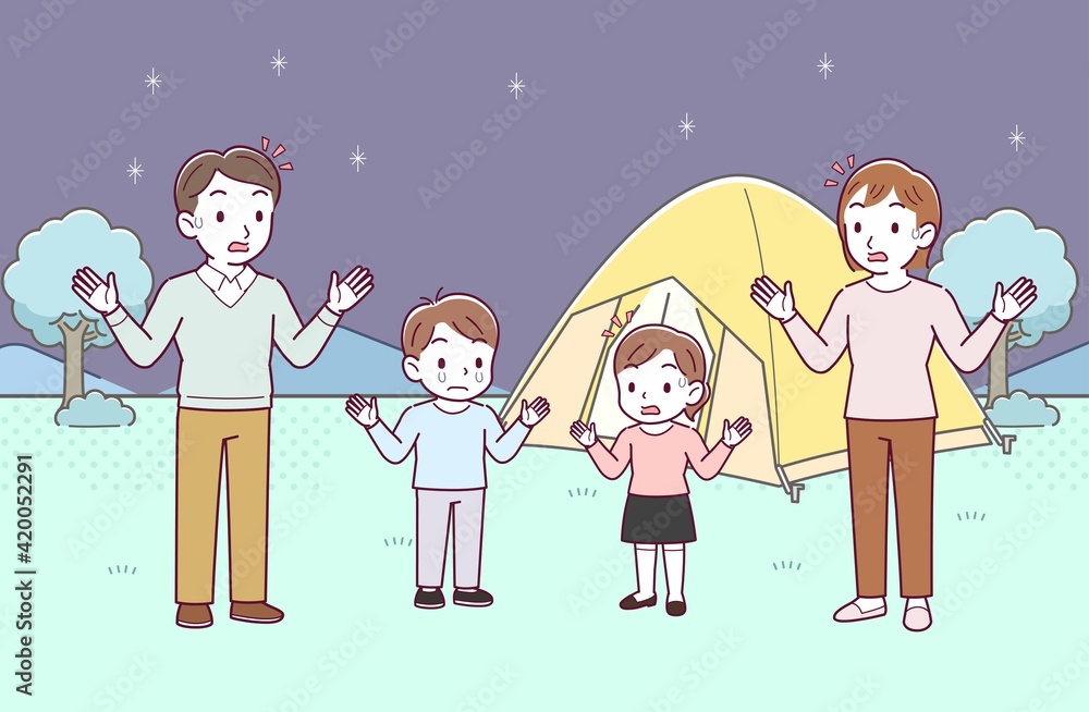 家族で夜キャンプ