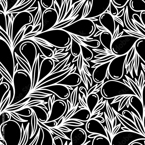 BLACK SEAMLESS BACKGROUND WITH WHITE PAISLEY PATTERN