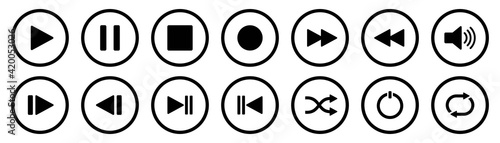 Media Player Buttons icon set, Play and pause buttons sign isolated on white background, vector illustration 