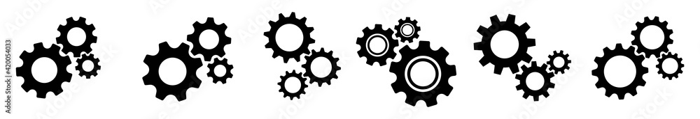 Gear icon set, Cogwheel group black vector, setting symbol isolated on white background, vector illustration Gear icon set, Cogwheel group black vector, setting symbol isolated on white background, vector illustration