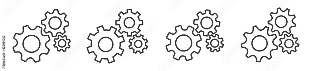 setting gear icon, Cogwheel group in line style isolated on white background, vector illustration setting gear icon, Cogwheel group in line style isolated on white background, vector illustration