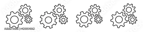 setting gear icon, Cogwheel group in line style isolated on white background, vector illustration
