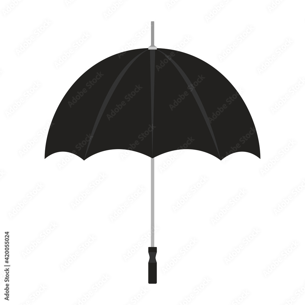 Rain umbrella weather protection vector illustration icon parasol. Handle umbrella black open symbol isolated white object. Accessory protect rain fashion concept icon. Element personal safe