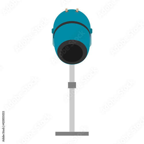 Hair steamer salon spa bowl icon vector illustration. Woman fashion hair steamer cartoon hand machine barbershop design. Hair dryer hot equipment drawing icon isolated white technology salon steam