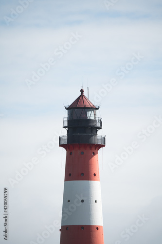 Westerheversand and lighthouse in Westerhever in North Frisia in the state Schleswig-Holstein