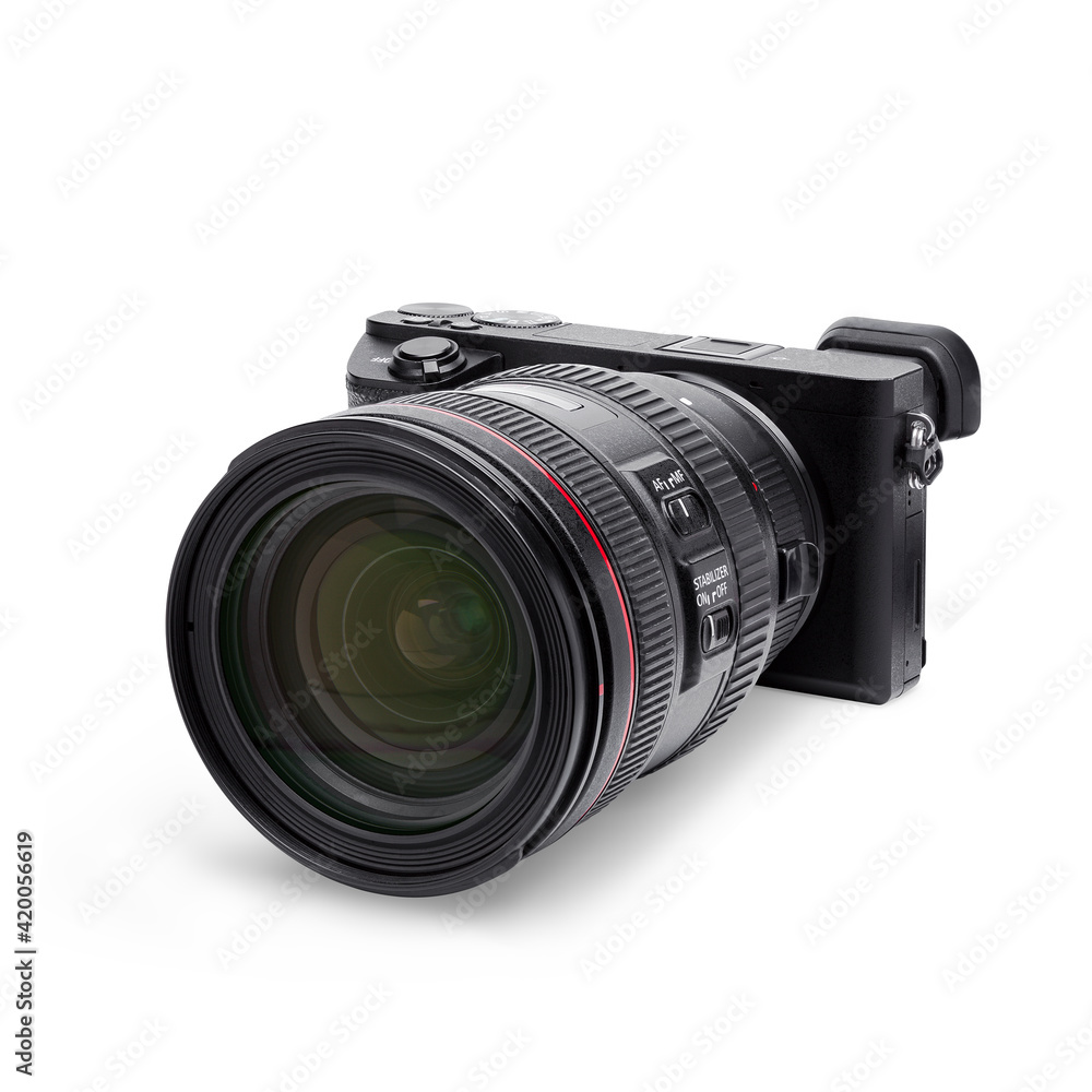 Fototapeta premium Photo camera isolated on white background.
