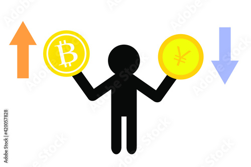 ビットコインと日本円の比較　ベクターイラスト