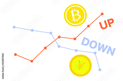 ビットコインと日本円の比較　ベクターイラスト