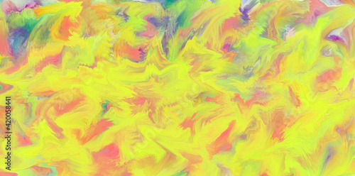 Abstract colorful background  texture of fluid paint  stained colored paper  painted motley pattern. Art backdrop  liquid paints on the wash drawing  bright ink. Yellow canvas.