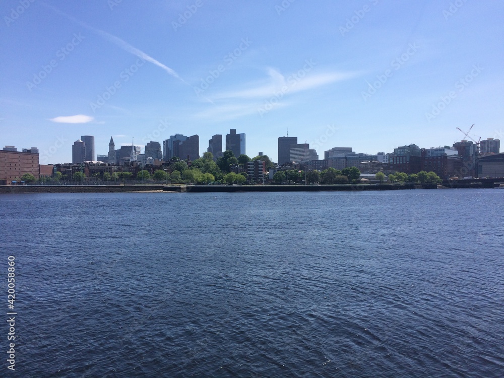 Financial district and harbour skyline panorama. Boston, Massachusetts, United States. Financial district and harbour skyline panorama. Boston, Massachusetts, United States.