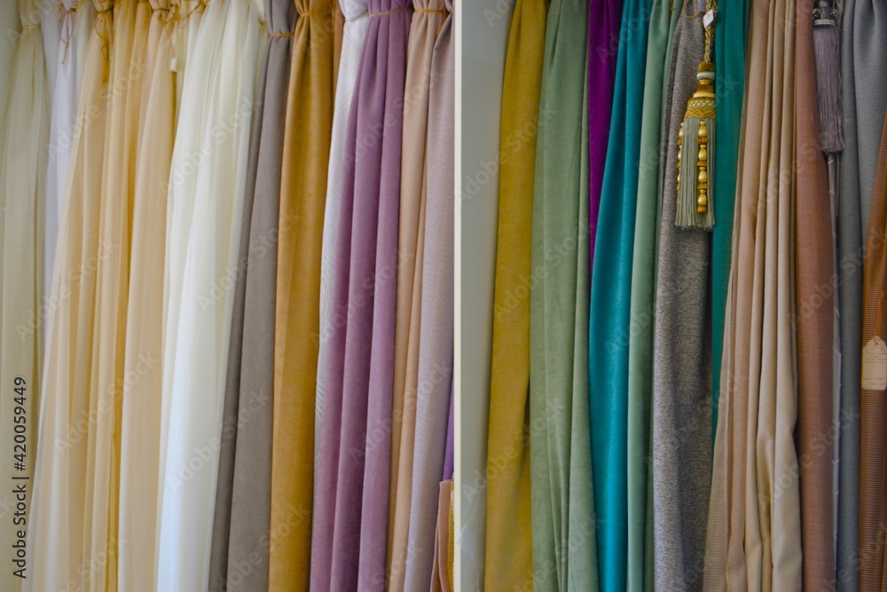 Colourful cloth for curtains and interior 