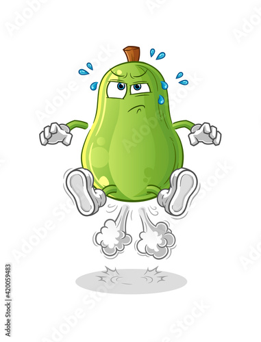 avocado  fart jumping illustration. character vector