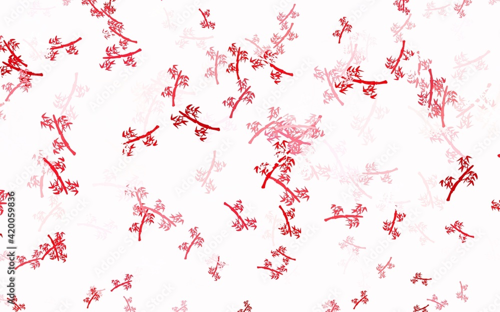 Fototapeta premium Light Red vector doodle pattern with branches.