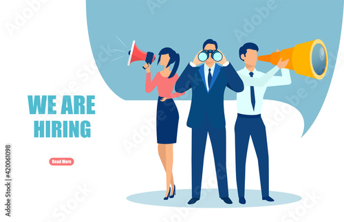 Vector of office workers looking for a new employee.