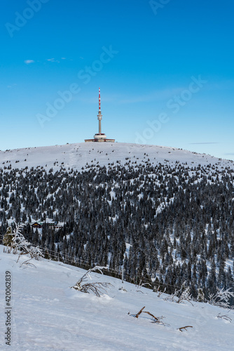 Praded hill in winter Jeseniky mountains in Czech republic photo