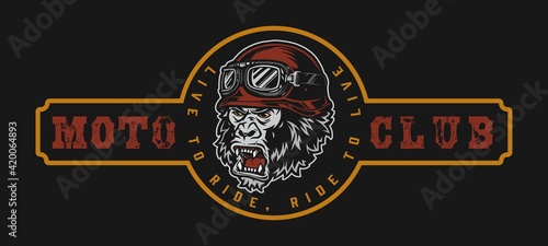 Vintage moto club colorful label