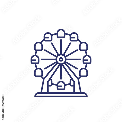 Ferris wheel line icon on white