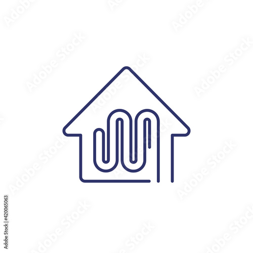 floor heating line icon with a house