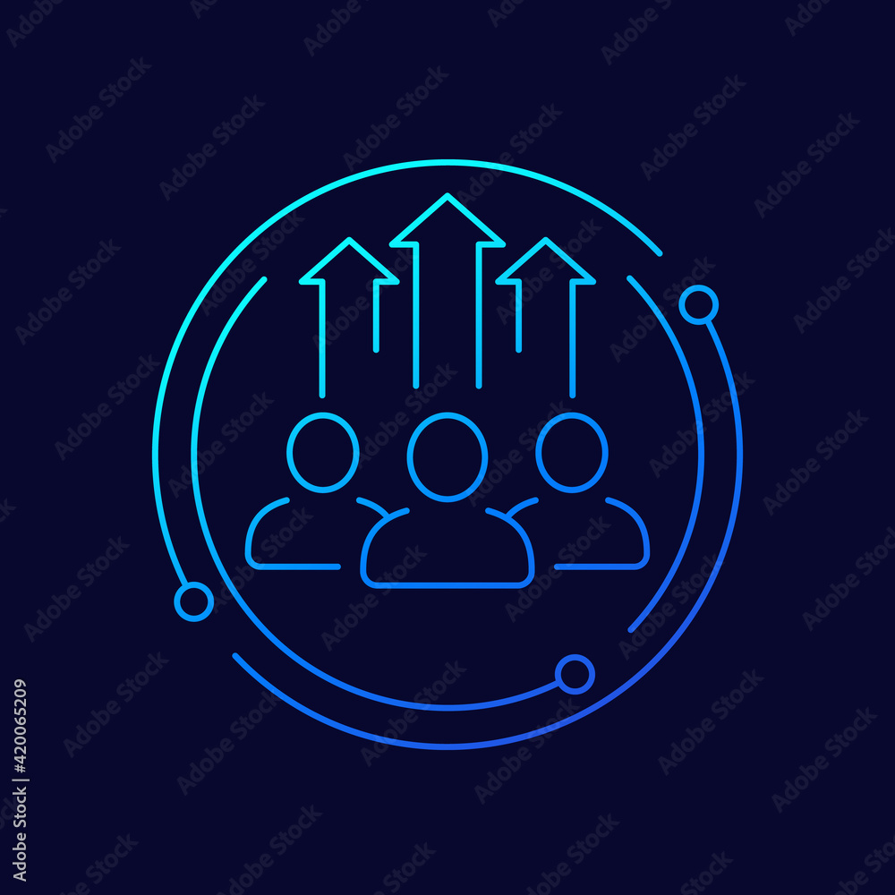 Obraz premium team growth and development line icon, vector