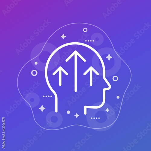 growth mindset, self-improvement line vector icon