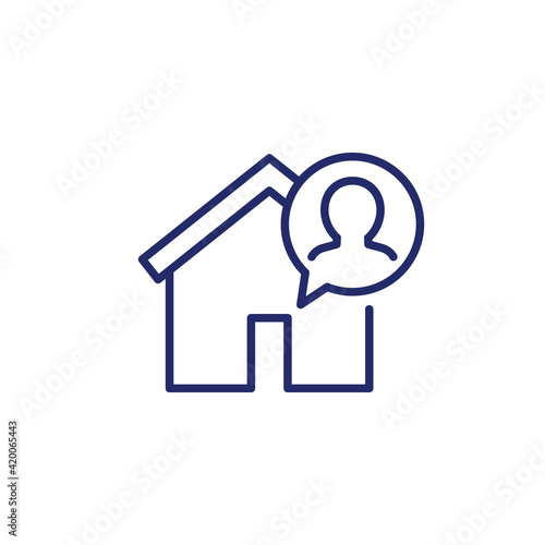 tenant, resident line icon with house