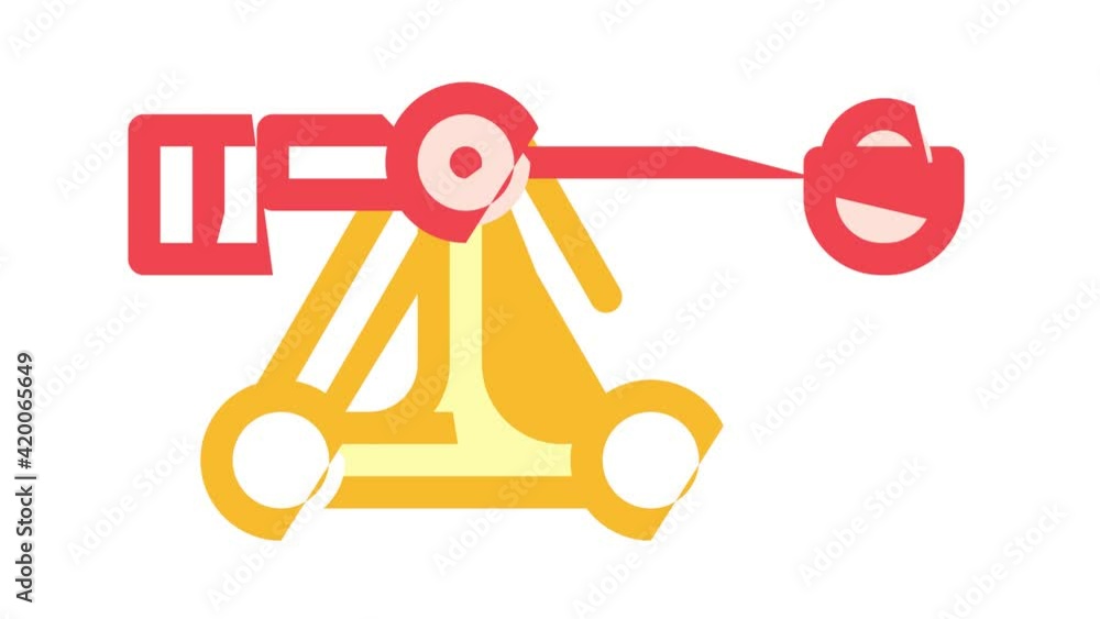 medieval catapult weapon color icon animation medieval catapult weapon color icon animation