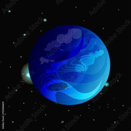 Neptune planet in outer space abstract vector illustration