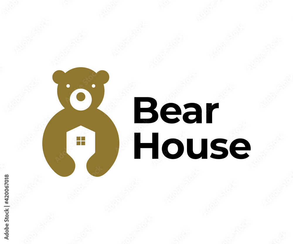 Minimalist creative bear house logo icon design modern style illustration. simple animal home vector symbol Minimalist creative bear house logo icon design modern style illustration. simple animal home vector symbol