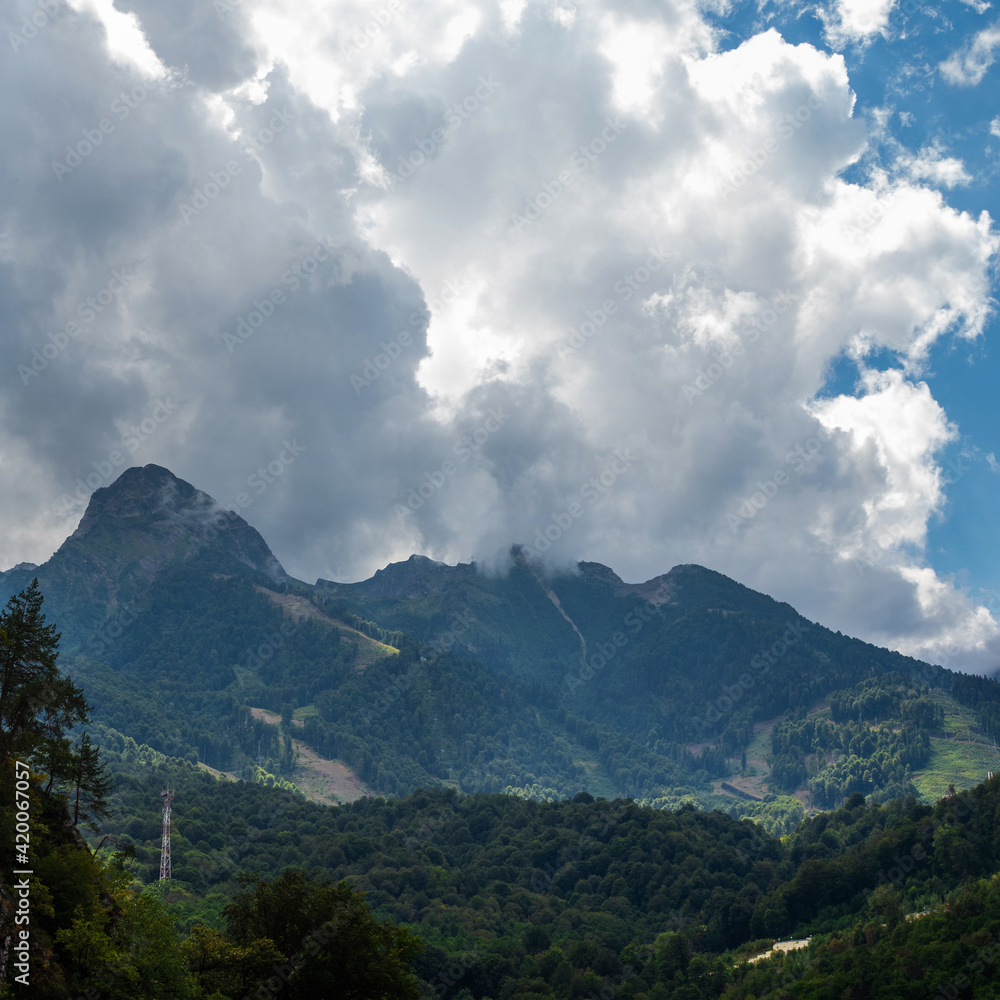 Beautiful mountain landscape. High-mountain massif, Beautiful mountain landscape. High-mountain massif,