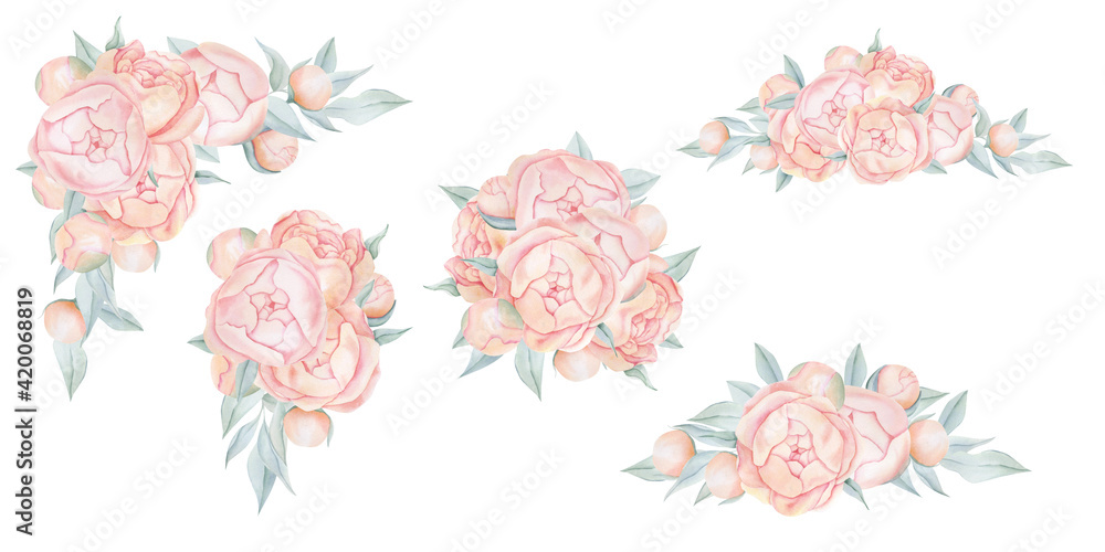 Boho roses frame clipart, Watercolor floral borders png, Wedding ...